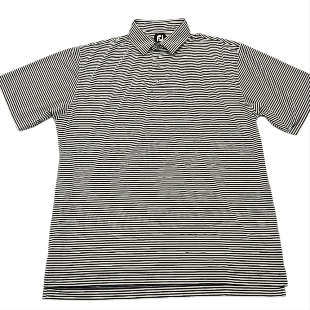 FootJoy Back & White Stripe Performance Golf Polo Shirt Quick Dry XL Foot Joy